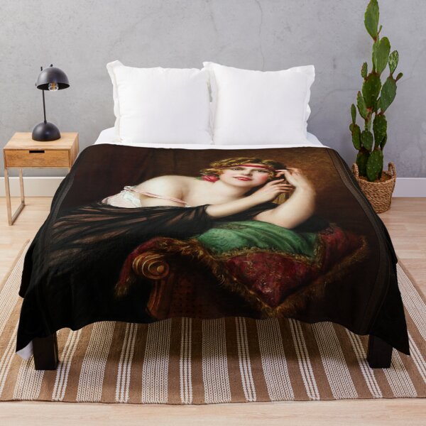 Portrait Of An Elegant Woman by Francois Martin-Kavel Classic Xzendor7 Old Masters Reproductions Throw Blanket