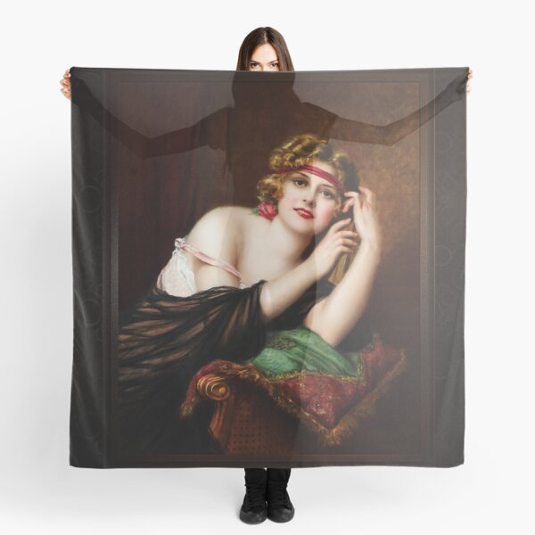 Portrait Of An Elegant Woman by Francois Martin-Kavel Classic Xzendor7 Old Masters Reproductions Scarf