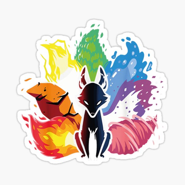 Kitsune-Nine-Tail Funny Foxes For Men Women Kids Teens Girls Sticker