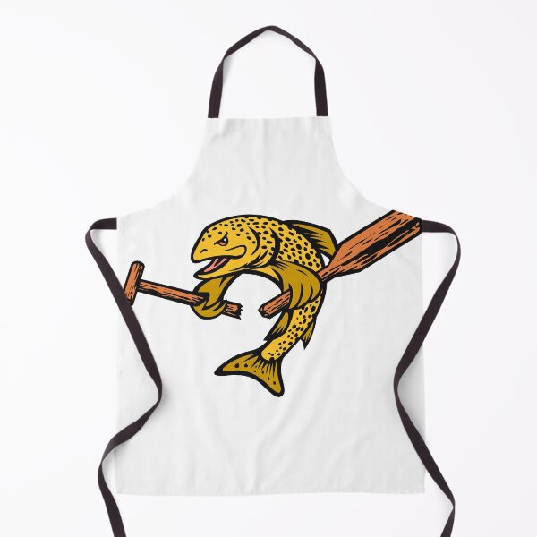 Item preview, Brown Trout or Finnock Breaking a Paddle Cartoon Mascot Color designed and sold by patrimonio.