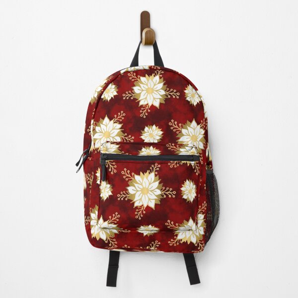 Item preview, Holiday Poinsettia Flower White Gold Red Pattern designed and sold by Julie Erin Designs.