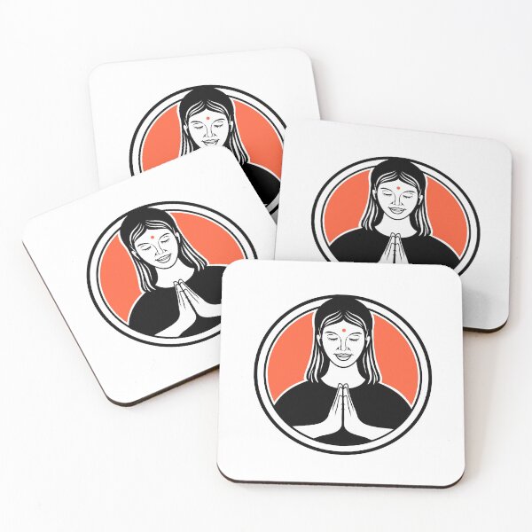 Item preview, Indian Girl in Namaste Namaskar or Namaskaram Pose of Respectfully Greeting and Honoring Retro Style  designed and sold by patrimonio.