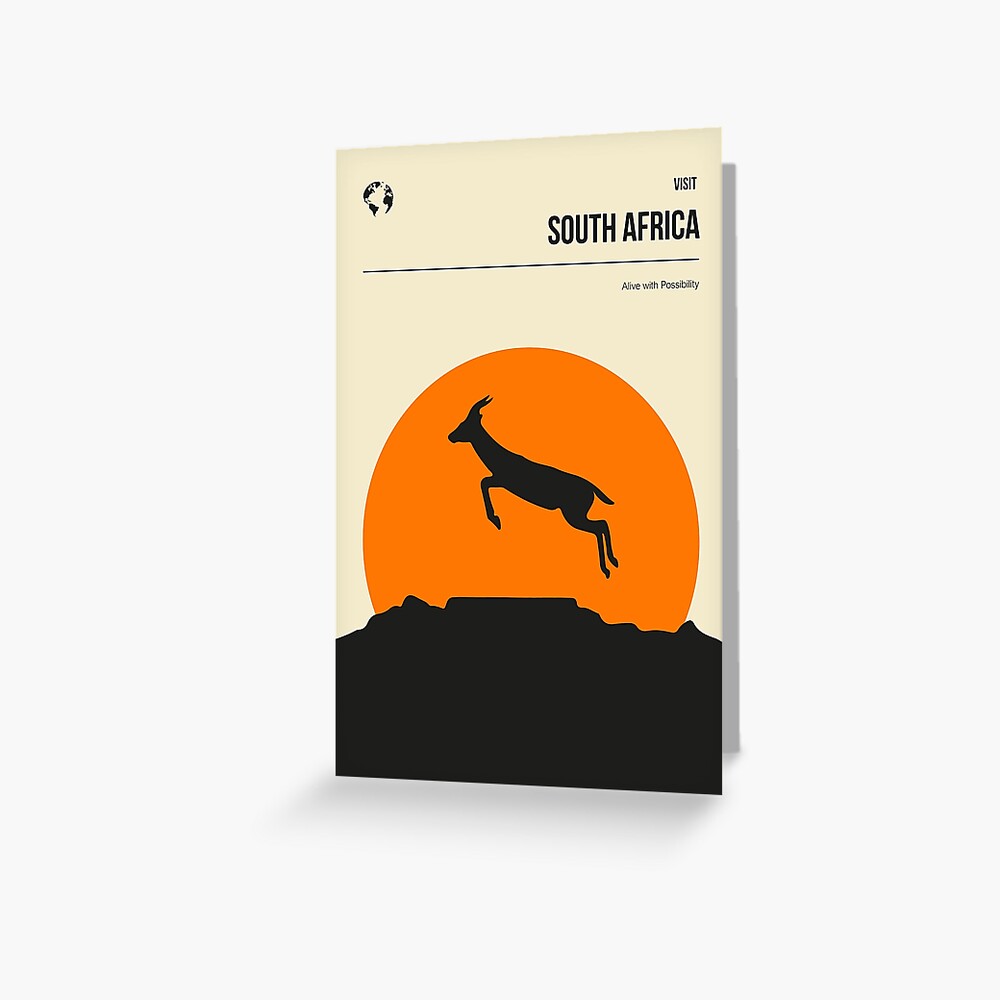 South Africa Minimal Springbok Table Mountain Poster