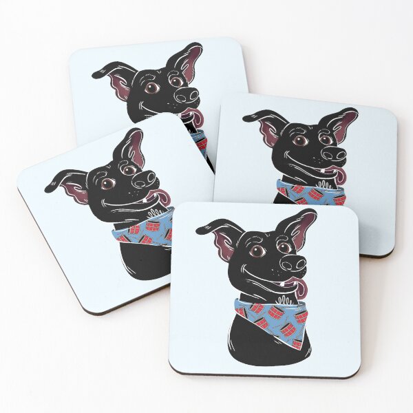 Item preview, Black Smiley Dog with Bandana designed and sold by inkohitpsd.