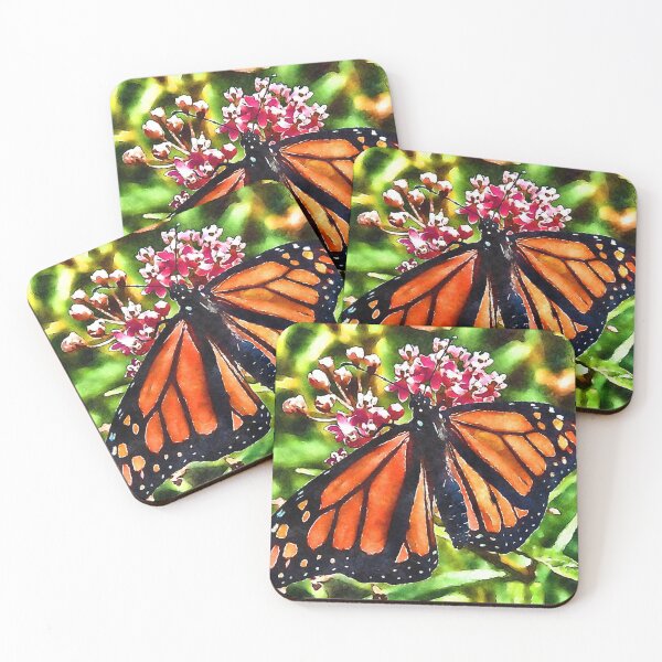 Artikelvorschau, Monarch Butterfly Pink Floral Watercolor Painting entworfen und verkauft von Zurickdesigns.