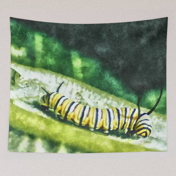 Aperçu de l'œuvre Monarch Butterfly Caterpillar Watercolor Painting créée et vendue par Zurickdesigns.