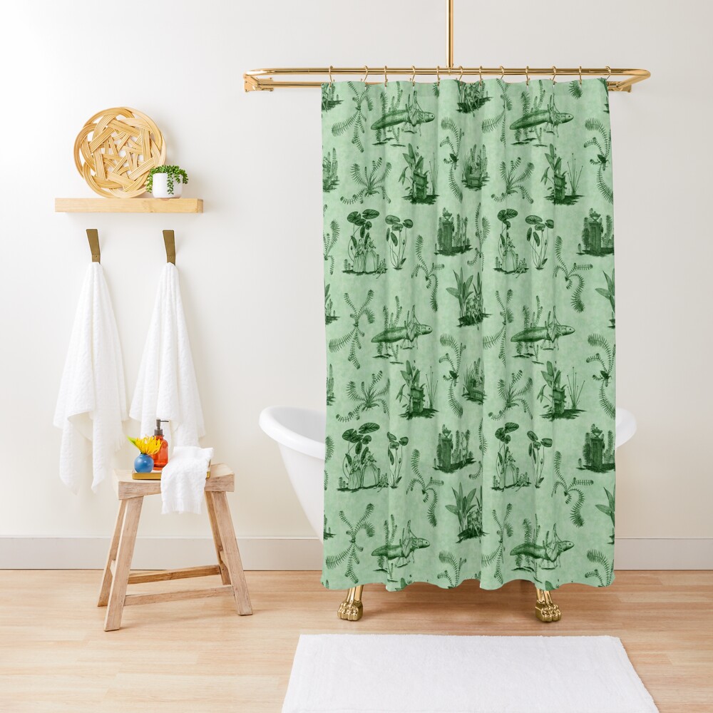 Frog Toile (Green) Shower Curtain for Sale by Vincent Briggs