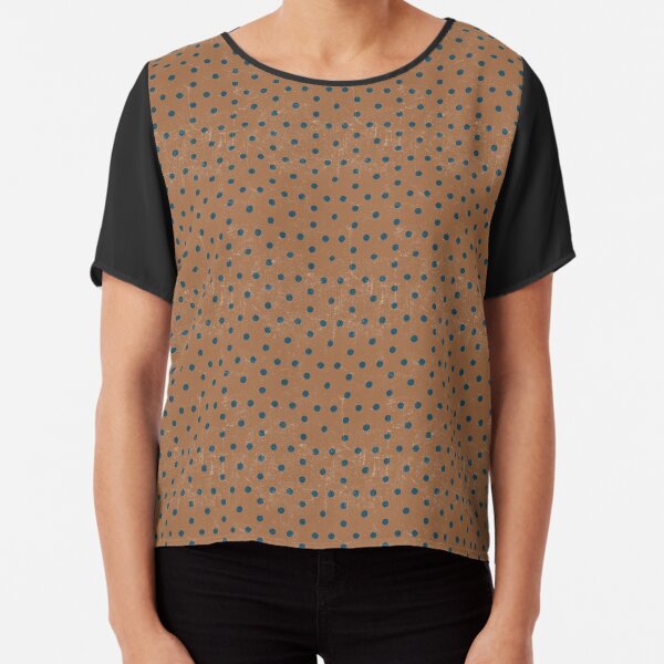 Orange and Navy Polka Dots Chiffon Top