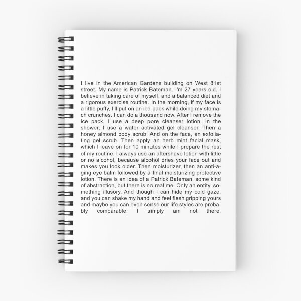 Aperçu de l'œuvre Patrick Bateman American Psycho Monologue créée et vendue par NoctiferShop.