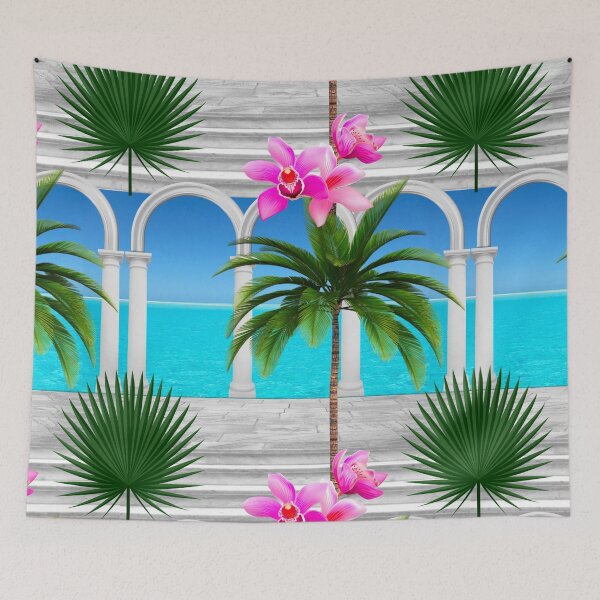 Item preview, Tropical,sea,palmleaf tree,Arch,arches,arcade,columns,statues,Italian style  designed and sold by MariaMarinova.