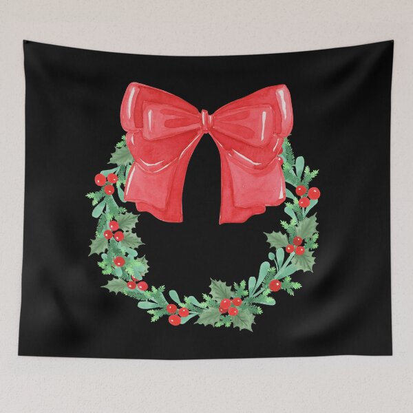 Item preview, Watercolor Christmas Wreath With Red Bow Holiday Day designed and sold by Irina Sztukowski.