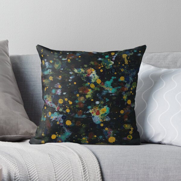 Black Rainbow Watercolor Throw Pillow