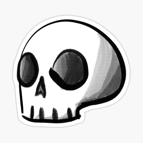 Screen Tone Skull Sticker