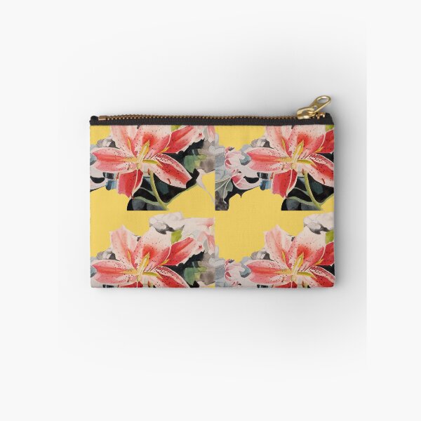 Item preview, Red Lily Watercolor Painting on Yellow designed and sold by Sarah  Rajkotwala.
