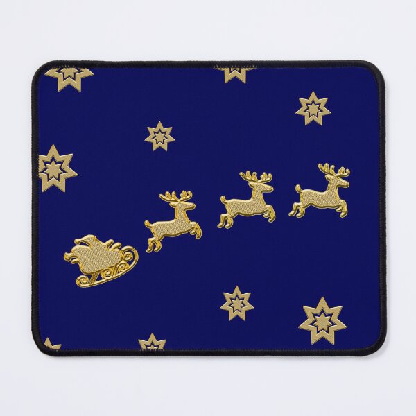 Item preview, Golden Christmas Sledge and Stars Merry Christmas Pattern blue designed and sold by oxoxoxo.
