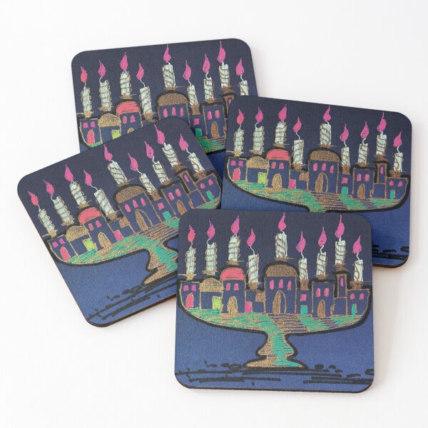 Item preview, Lights of Hanukkiah Town at Night designed and sold by Olga Zamlinsky.