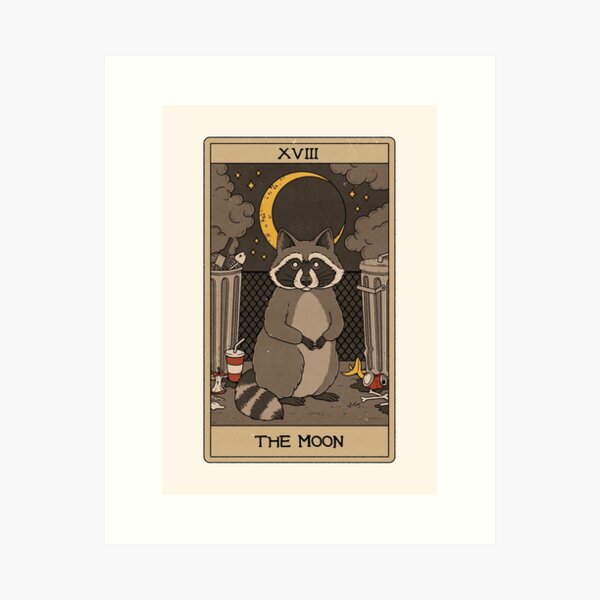 The Moon - Raccoons Tarot Art Print