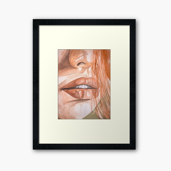 The girl with fire, Watercolor Portrait Framed Art Print