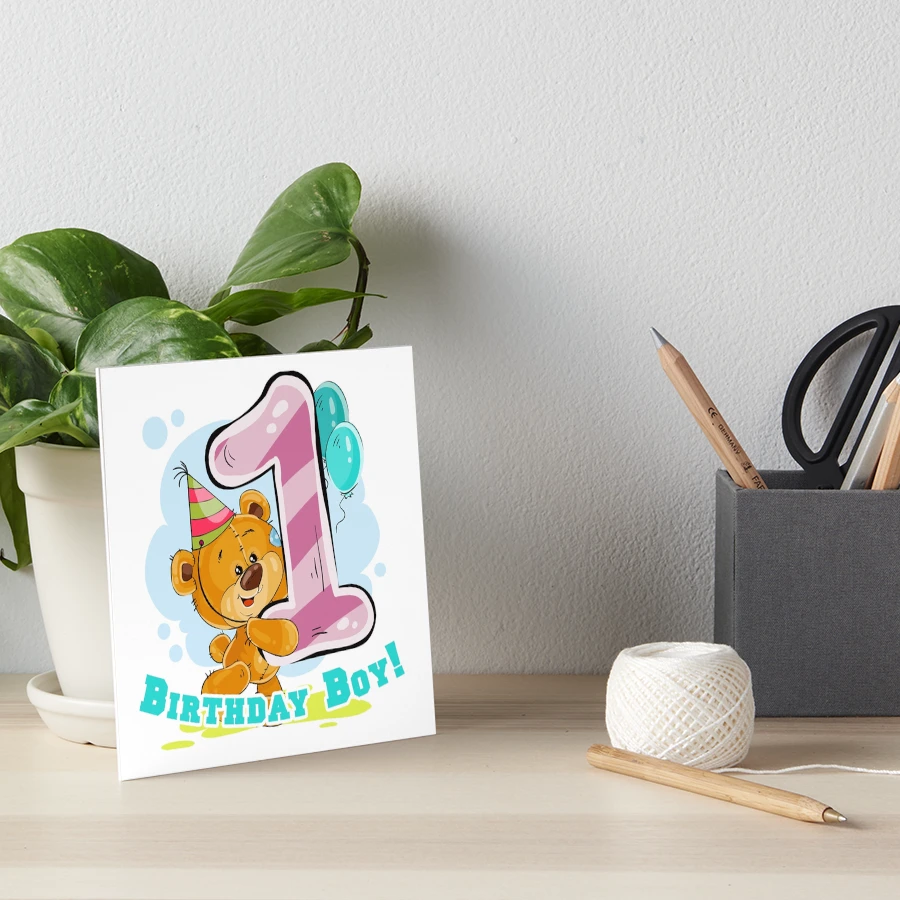 Watercolor Birthday Crest Boys First Birthday/ Printed/ Classic shops First Birthday