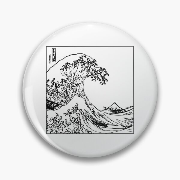 Item preview, The Great Wave Off Kanagawa Black and White Outline designed and sold by ind3finite.