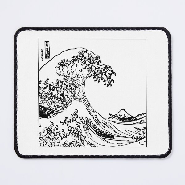 Item preview, The Great Wave Off Kanagawa Black and White Outline designed and sold by ind3finite.