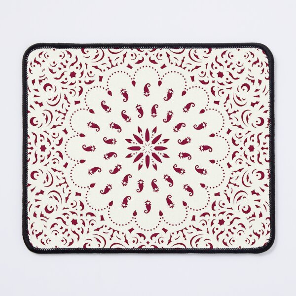 Item preview, bandana,white and red bandana,henna pattern,middle eastern pattern,persian rug,etherial,spriritual,meditation,aromatherapy designed and sold by Nostrathomas66.