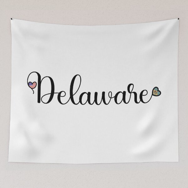 Item preview, I Love Delaware  - Delaware Script With Heart Shaped Flags designed and sold by molamode.