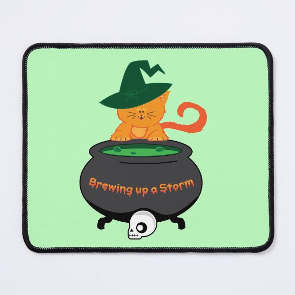 Item preview, Halloween Brewing Storm Witch Cat designed and sold by ScribblyPixie.