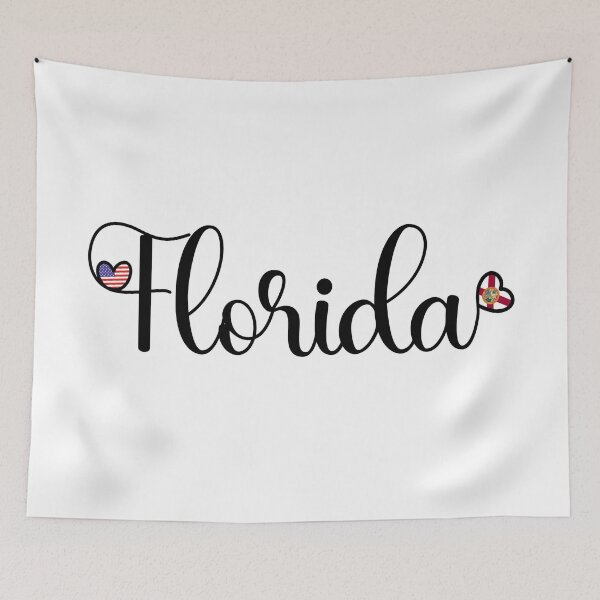 Item preview, I Love Florida - Florida Script With Heart Shaped Flags designed and sold by molamode.