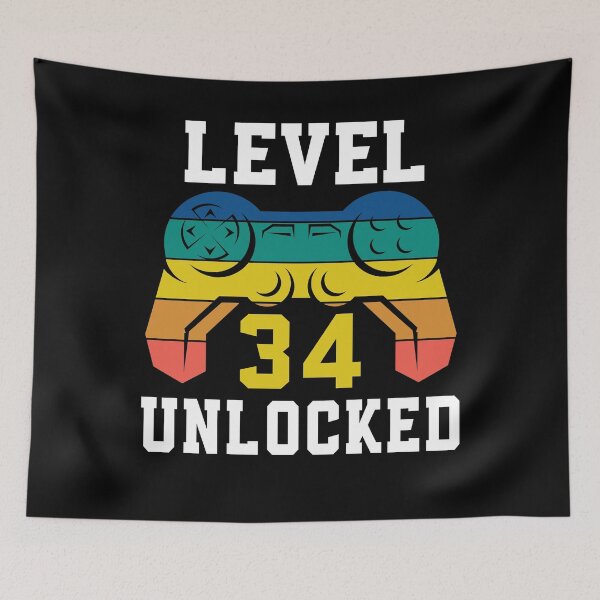 Item preview, Level 34 Unlocked, Video Game 34th Gamer Birthday designed and sold by Fabvity.