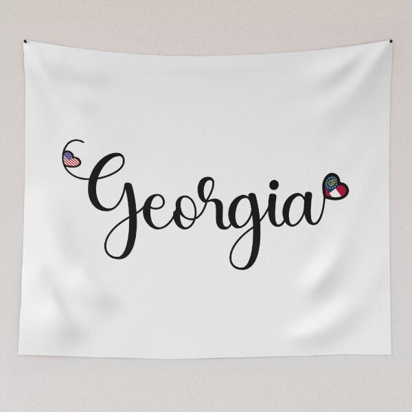 Item preview, I Love Georgia - Georgia Script With Heart Shaped Flags designed and sold by molamode.