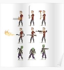 Zombie Apocalypse Pixel Art Poster