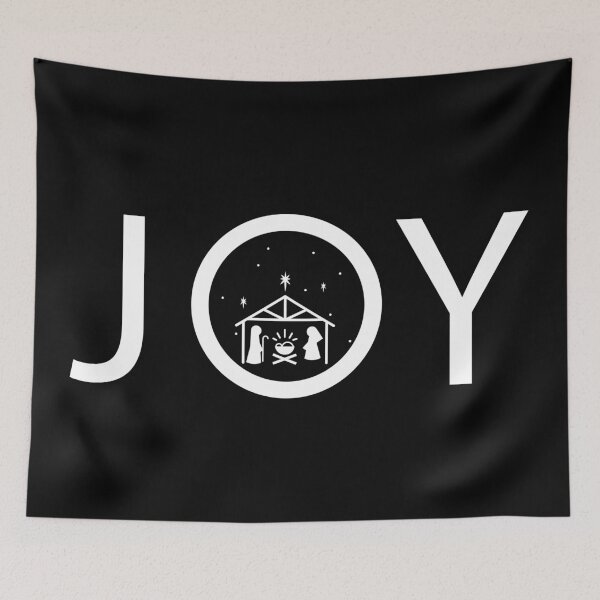 Item preview, White Joy with Christmas Nativity Story Scene designed and sold by themoodydecor.