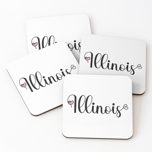 Item preview, I Love Illinois - Illinois Script With Heart Shaped Flags designed and sold by molamode.