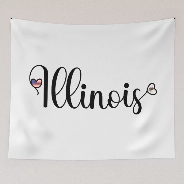Item preview, I Love Illinois - Illinois Script With Heart Shaped Flags designed and sold by molamode.