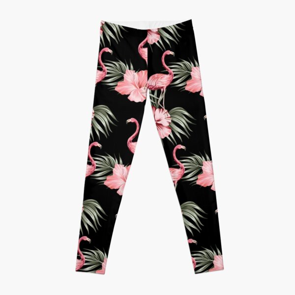 Buy Womens Hibiscus Flower Leggings Printed Black Womens Workout