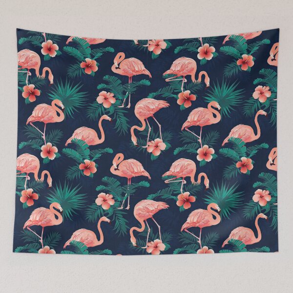 Item preview, Flamingo Hibiscus Tropical Leaves designed and sold by AlysaWithArt.