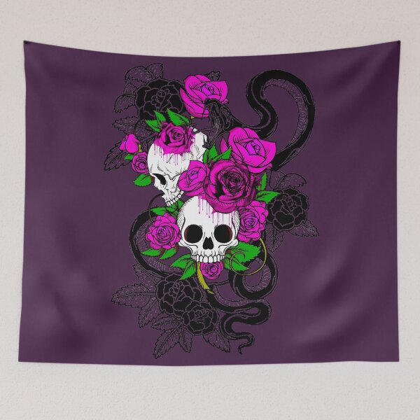 Item preview,  Skulls with Flowers and Snake designed and sold by Gothic Fantasy.