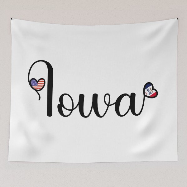 Item preview, I Love Iowa - Iowa Script With Heart Shaped Flags designed and sold by molamode.
