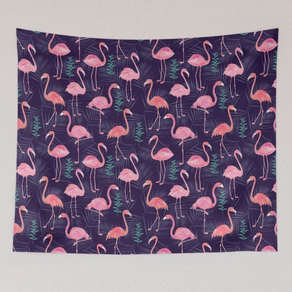 Item preview, Flamingos Leaves Flamingo Drawing designed and sold by JaskolArt.