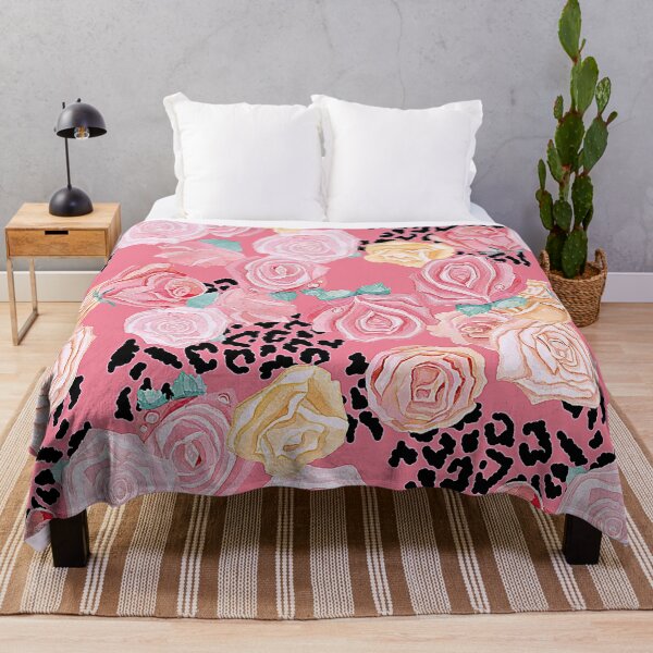 Item preview, Pink Floral Pattern On Pink (Faux) Leopard Print designed and sold by DEC02.