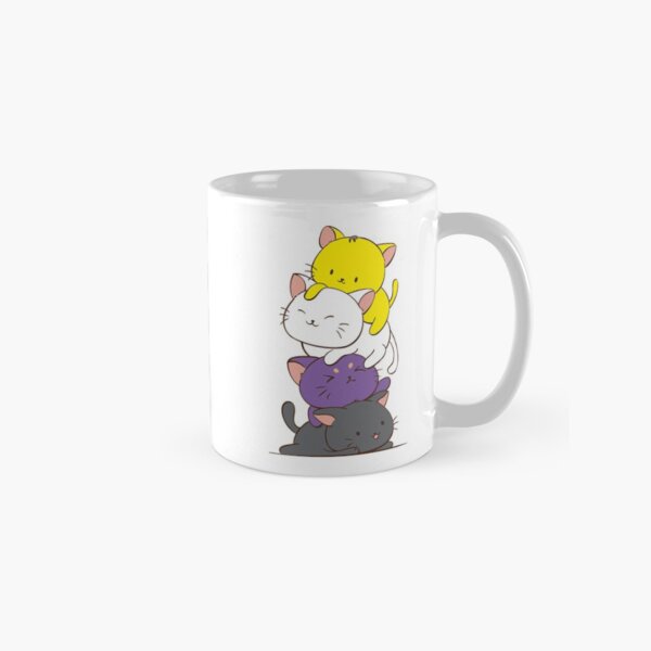 Aperçu de l'œuvre Drapeau de fierté non binaire Chats Kawaii Mignon Kitty non binaire LGBTQ pour Enby créée et vendue par Irene Koh.
