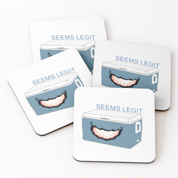 Item preview, Seems Legit Blue Beer Cooler with Mimic Teeth designed and sold by Tiffany Munro.