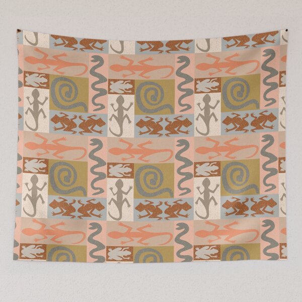 Item preview, Quirky amphibian petroglyph, lizards, frogs, snakes, southwest desert glow designed and sold by cleolovescolor.