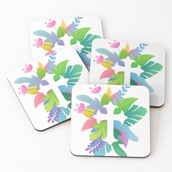 Item preview, White Christian Cross with Flowers designed and sold by MEBH.