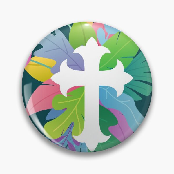 Item preview, White Christian Cross with Flowers designed and sold by MEBH.