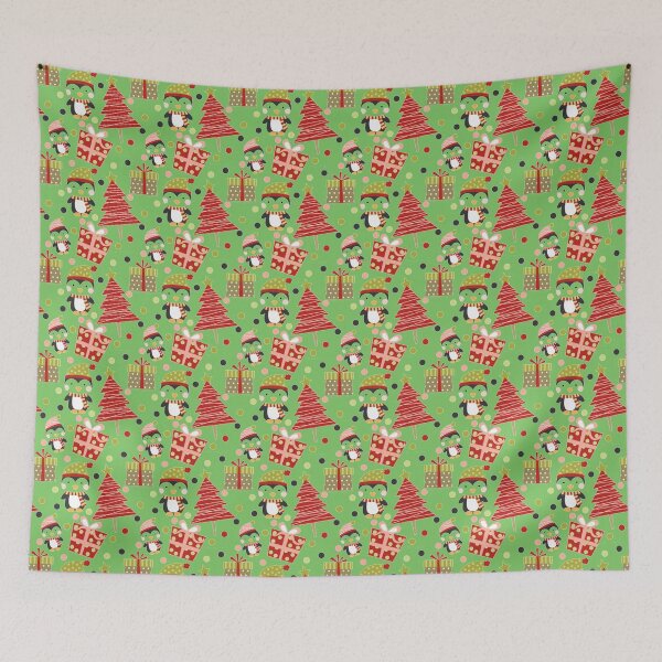 Item preview, Winter Holiday Christmas Penguins and Pine Trees - Green designed and sold by AlteredAtelier.
