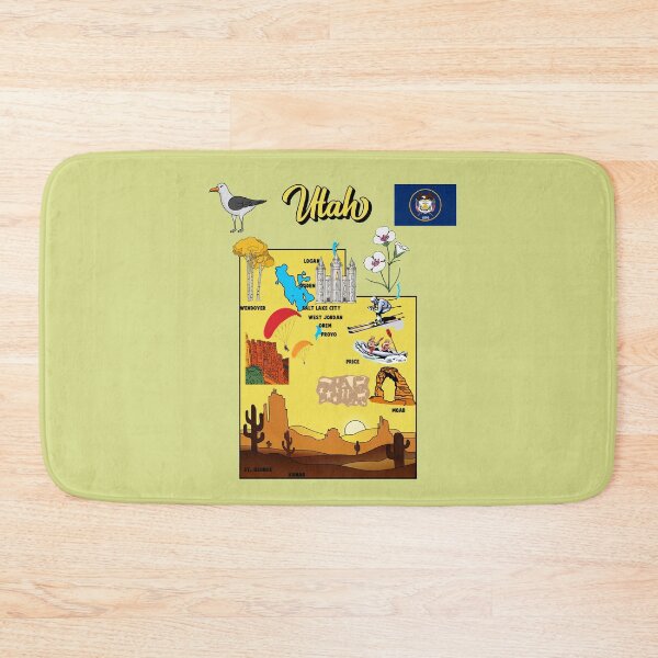 Item preview, Hand Drawn Illustration of Utah state Map with Tourist Destinations, USA designed and sold by mashmosh.