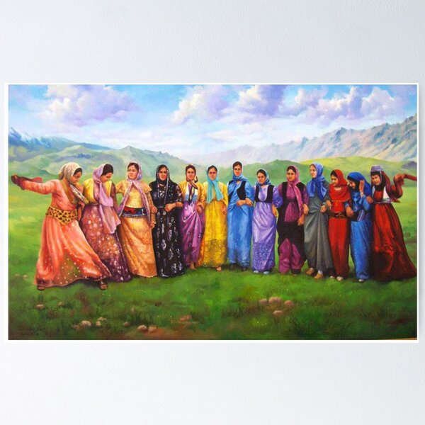Vista previa del artículo con la obra «Mujeres kurdas bailando», diseñado y vendido por Feathers51.