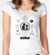 Pride and Prejudice Elizabeth and Darcy "Iconic Quotes" Silhouette Design Women's Fitted Scoop T-Shirt
